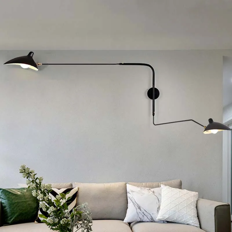 Модерен стенен лампа, Черен Регулируема Led монтиран на стената лампа за баня, спални, Ретро Промишлен Въртящи монтиран на стената лампа