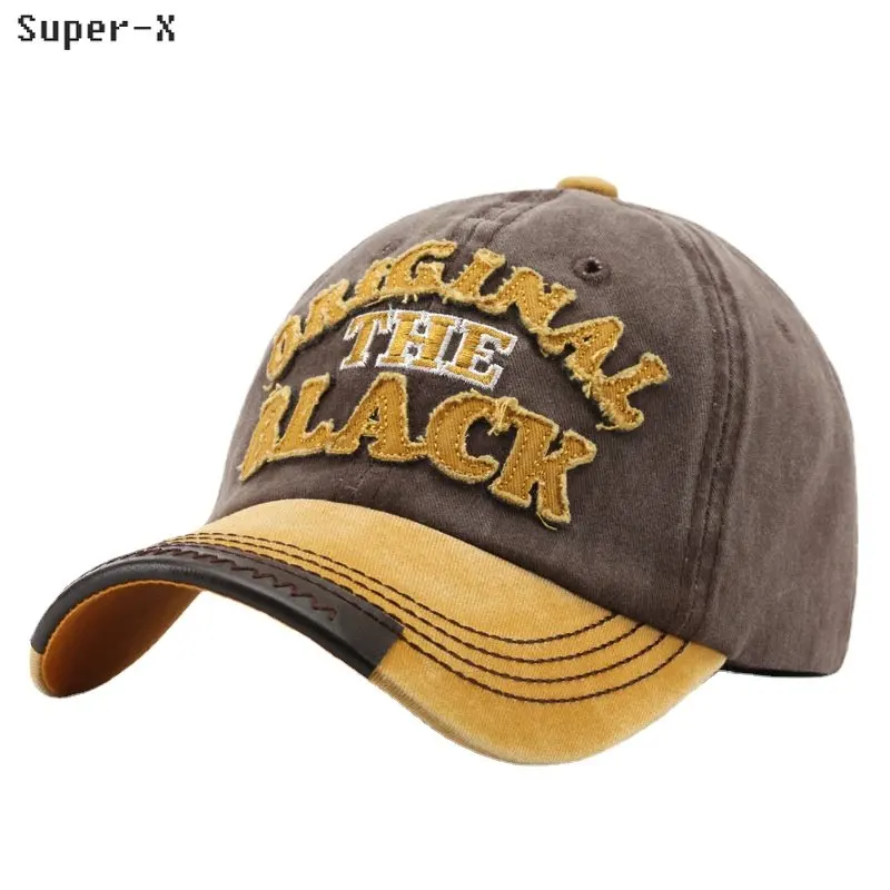 Мъжка шапка, реколта бейзболни шапки за мъже, памучни шапки за жени, 3D Черна бродерия с букви, потертая шапка