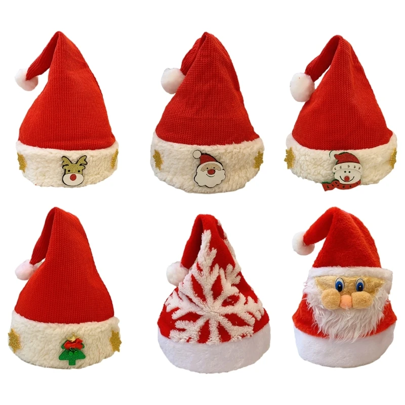 Нова Коледна плюшен шапчица Дядо Коледа, Коледна шапка с оленьими рога за всички възрасти