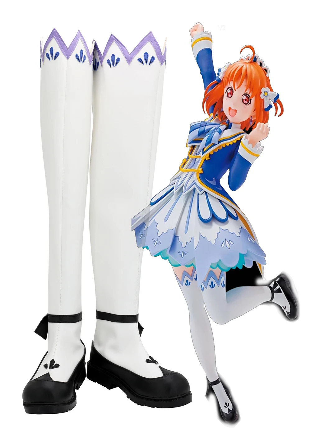 Обувки на Emil Takami За cosplay Love Live Sunshine Brightest Melody, обувки за cosplay Takami Emil, бели обувки по поръчка на всякакви размери